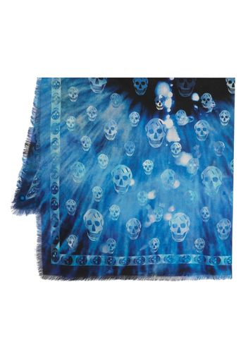 Alexander McQueen skull-print wool scarf - Blu