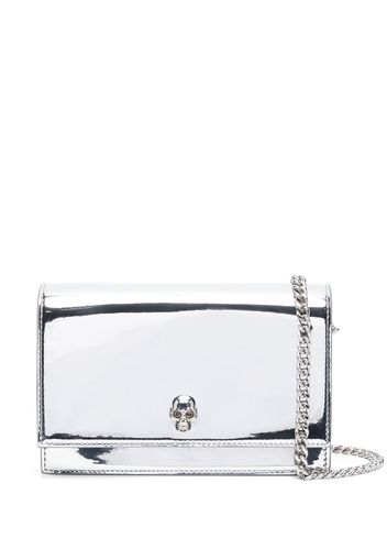 Alexander McQueen skull-detail metallic mini bag - Argento