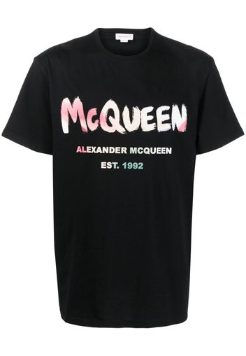 Alexander McQueen abstract logo-print T-shirt - Nero