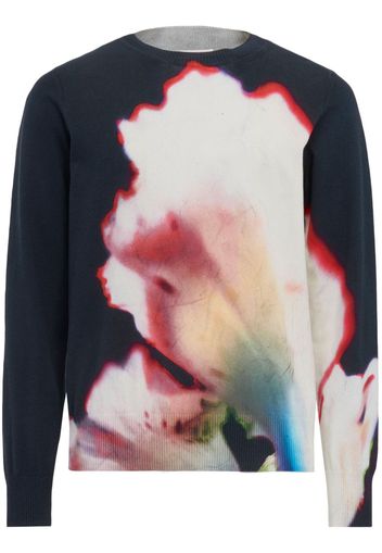 Alexander McQueen Solarised Flower-print crew-neck jumper - Nero