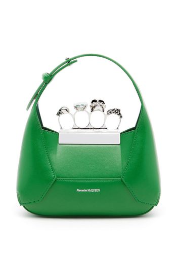 Alexander McQueen mini Jewelled Hobo leather bag - Verde