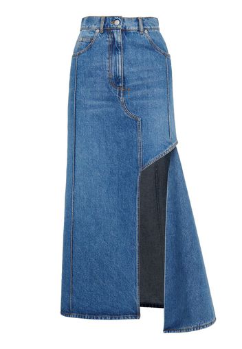 Alexander McQueen Slashed denim pencil skirt - Blu