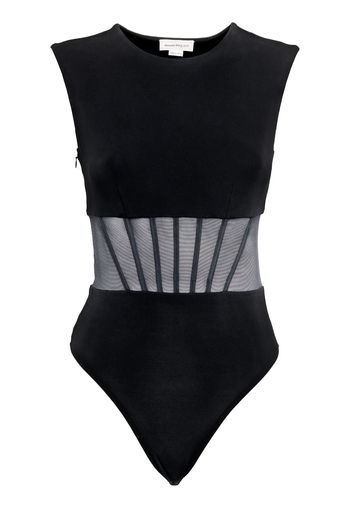 Alexander McQueen hybrid sheer-panel bodysuit - Nero