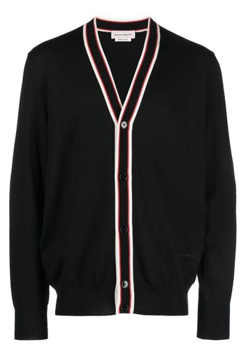 Alexander McQueen striped-edge V-neck cardigan - Nero