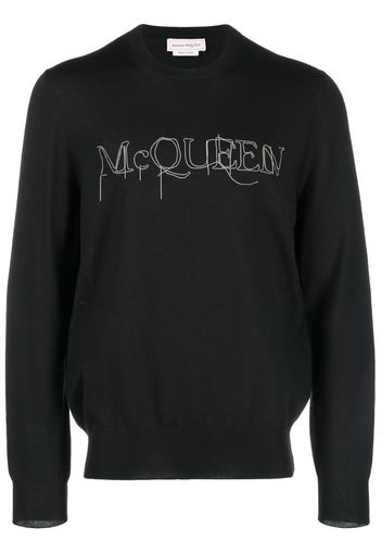 Alexander McQueen embroidered-logo cotton jumper - Nero