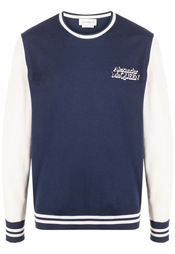 Alexander McQueen logo-print long-sleeve jumper - Blu