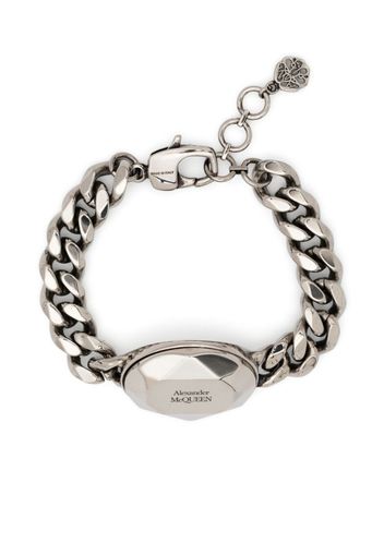 Alexander McQueen logo-engraved chain-link ID bracelet - Argento