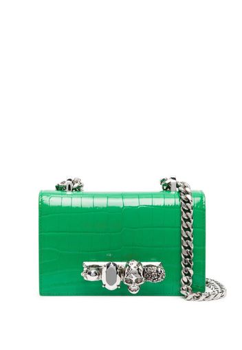 Alexander McQueen Jewelled crocodile-embossed shoulder bag - Verde