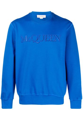 Alexander McQueen embroidered logo crew neck sweatshirt - Blu
