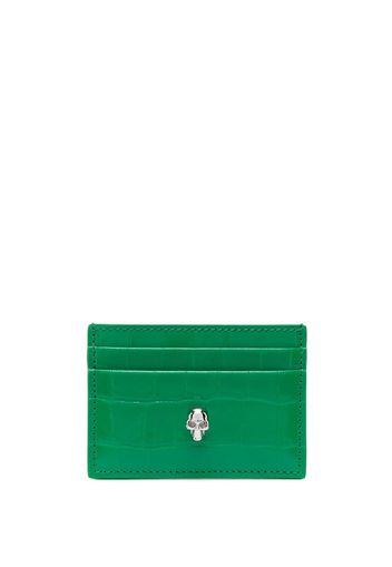 Alexander McQueen skull-plaque logo-print cardholder - Verde