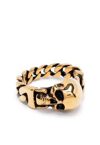 Alexander McQueen Skull Chain ring - Oro