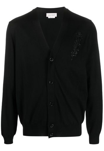 Alexander McQueen feather bead-embellished wool cardigan - Nero