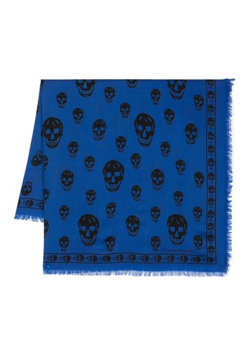 Alexander McQueen skull-print wool scarf - Blu