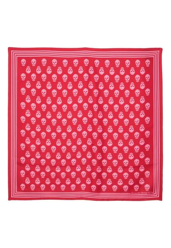 Alexander McQueen Biker Skull printed silk scarf - Rosso