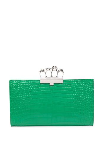 Alexander McQueen Jewelled leather clutch bag - Verde