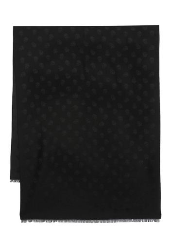 Alexander McQueen skull-jacquard fringed scarf - Nero