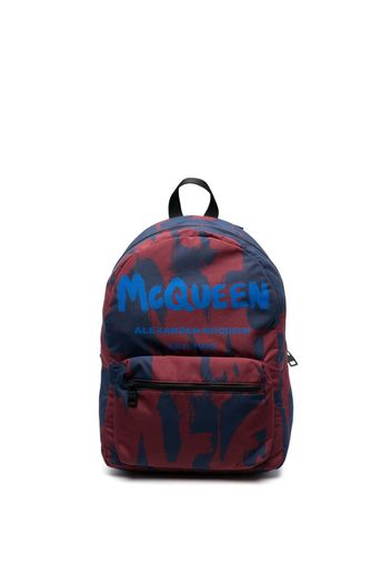 Alexander McQueen graffiti logo-print backpack - Blu