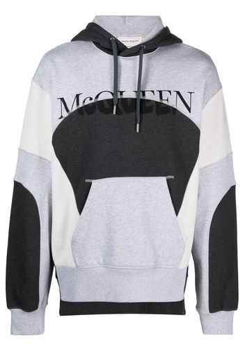 Alexander McQueen logo-print panelled hoodie - Grigio