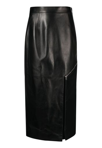 Alexander McQueen belted side-slit midi skirt - Nero