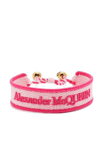 Alexander McQueen skull-charm embroidered bracelet - Rosa