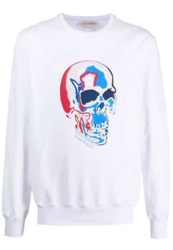 Alexander McQueen skull-print cotton sweatshirt - Bianco