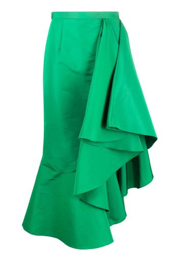 Alexander McQueen asymmetric flared midi skirt - Verde