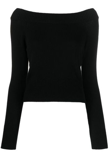 Alexander McQueen off-shoulder ribbed-trim jumper - Nero