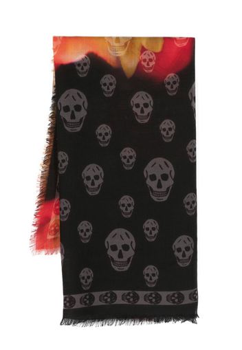 Alexander McQueen skull-print wool scarf - Nero