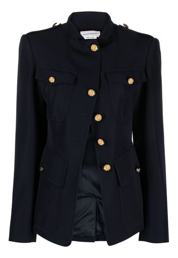 Alexander McQueen asymmetric military jacket - Blu