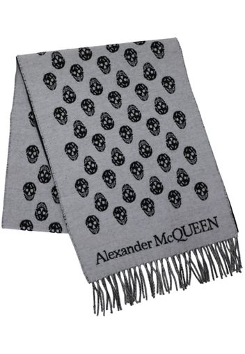 Alexander McQueen skull-knitted wool scarf - Grigio