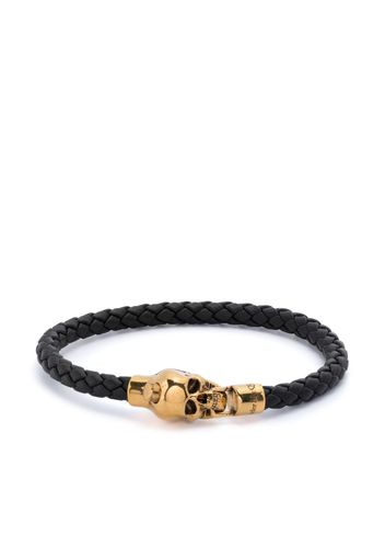 Alexander McQueen Bracciale intrecciato con teschio - Nero