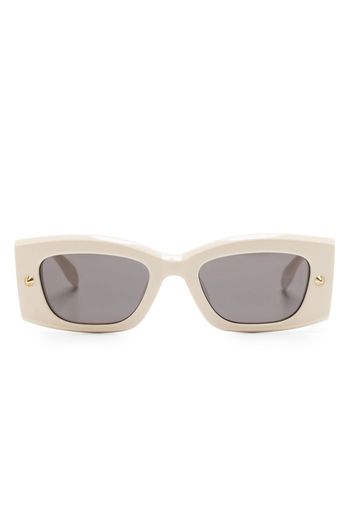 Alexander McQueen stud-detail rectangle-frame glasses - Toni neutri