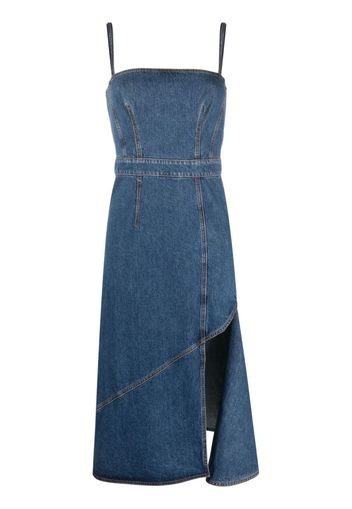 Alexander McQueen slit-detailing denim midi dress - Blu