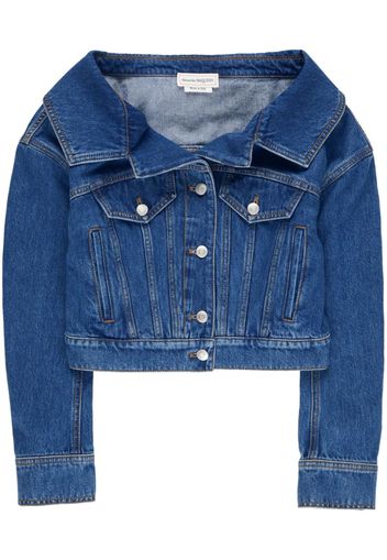 Alexander McQueen Cropped Denim Jacket - Blu