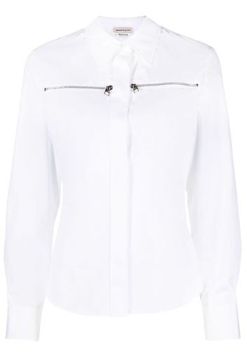 Alexander McQueen zip-detail long-sleeve shirt - Bianco