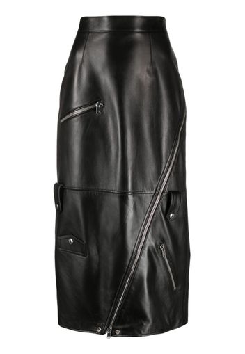 Alexander McQueen high-waisted polished-finish skirt - Nero