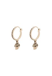 gold-plated pavé diamond skull earrings