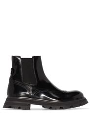 Alexander McQueen AMCQ FLT CHLSEA BT CHNKY SLE RTOE LTHR - Nero