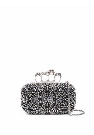 Alexander McQueen four-ring skull studded clutch - Nero