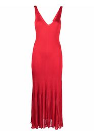 Alexander McQueen V-neck knitted midi dress - Rosso