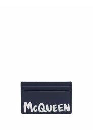 Alexander McQueen graffiti logo-print cardholder - Blu