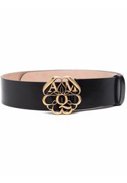 Alexander McQueen Seal Logo leather belt - Nero