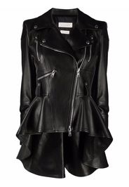 Alexander McQueen leather peplum biker jacket - Nero