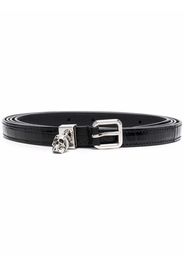 Alexander McQueen skull-detail crocodile-effect belt - Nero