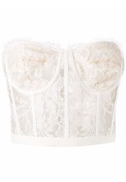 Alexander McQueen floral-lace bustier top - Bianco