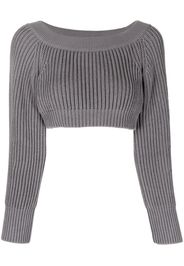 Alexander McQueen ribbed-knit cropped sweatshirt - Grigio