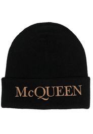 Alexander McQueen embroidered-logo ribbed beanie - Nero