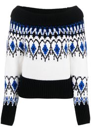 Alexander McQueen patterned off-shoulder jumper - Bianco