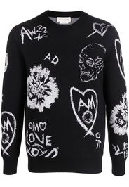 Alexander McQueen Maglione con effetto jacquard - Nero