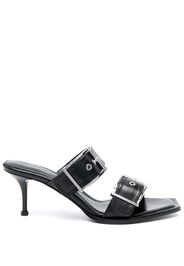 Alexander McQueen 75mm leather buckled mules - Nero